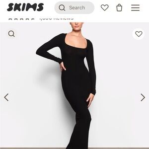 SKIMS Fits Everyone Soft Lounge Square Neckline Dress • Onyx • Size M